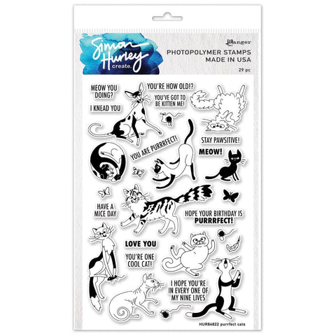 Simon Hurley create. Clear Stamps 6"X9" Purrfect Cats