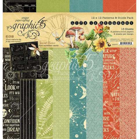 Graphic 45 Collection Pack 12"X12" - Life Is Abundant - Patterns & Solids
