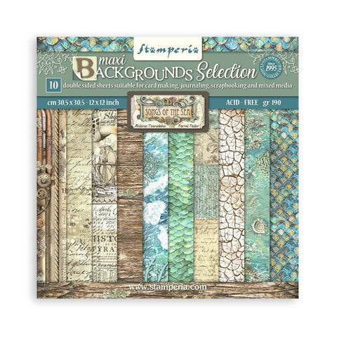 Stamperia Backgrounds Double-Sided Paper Pad 12"X12" 10/Pkg Songs Of The Sea, 10 Designs/1 Each