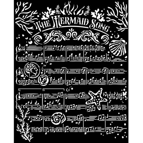 Stamperia Stencil 7.87"X9.84" - Songs Of The Sea - The Mermaid Song
