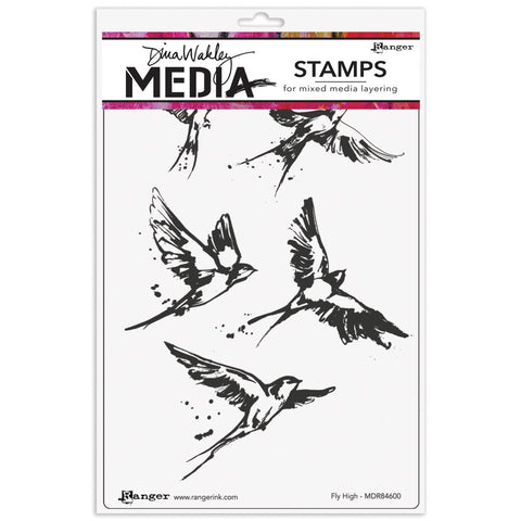 Dina Wakley Media Cling Stamps 6"X9" Fly High