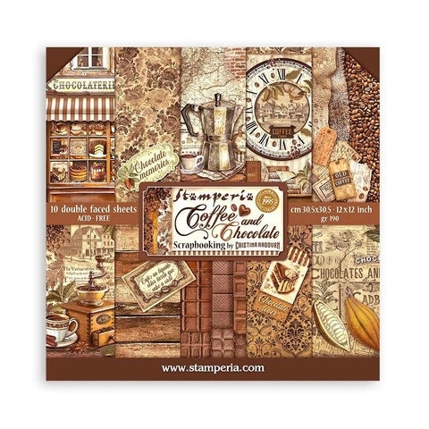 Stamperia Double-Sided Paper Pad 12"X12" 10/Pkg Coffee And Chocolate, 10 Designs/1 Each