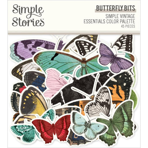 Simple Vintage Essentials Bits & Pieces Die-Cuts 44/Pkg Butterfly, Color Palette