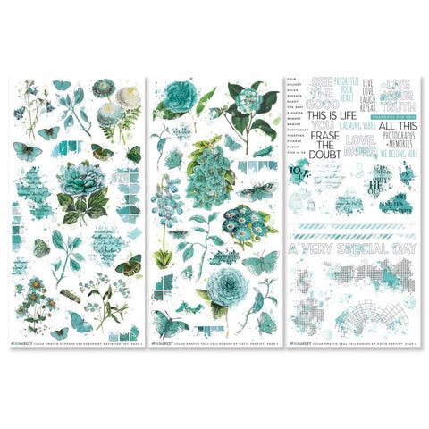 49 and Market Color Swatch: Teal Rub-On Transfer Set