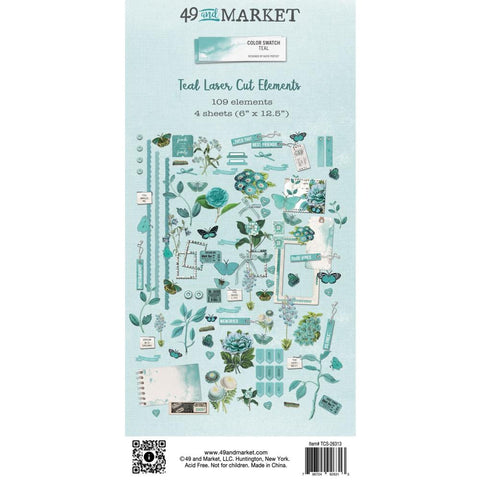 49 and Market Color Swatch: Teal Laser Cut Outs Elements