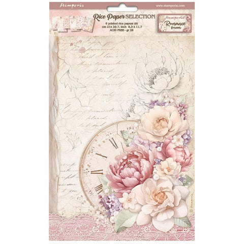 Stamperia Assorted Rice Paper Backgrounds A4 6/Pkg Romance Forever