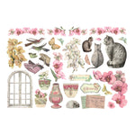 S50 Stamperia Cardstock Ephemera Adhesive Paper Cut Outs Orchids And Cats