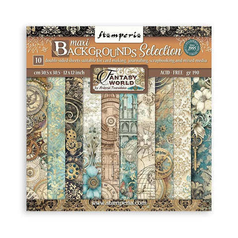 Stamperia Maxi Backgrounds Double-Sided Paper Pad 12"X12" 10 Sir Vagabond In Fantasy World