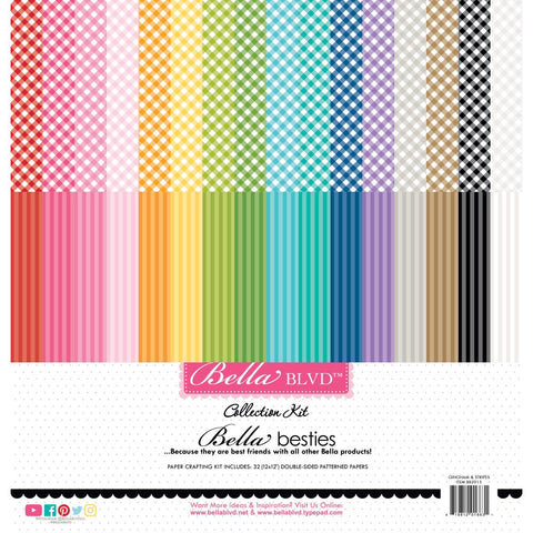 Bella Blvd Besties Collection Kit 12"X12" Gingham & Stripes Rainbow