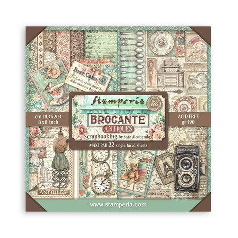 Stamperia - Single-Sided Paper Pad 8"X8" 22/Pkg Brocante Antiques