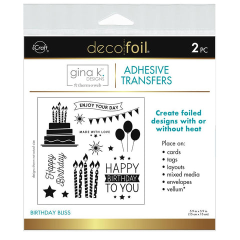 Deco Foil Adhesive Transfer Sheets by Gina K 5.9" x 5.9" Birthday Bliss
