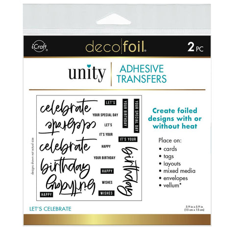 Deco Foil Adhesive Transfer Sheets by Unity 5.9" x 5.9" Let's Celebrate