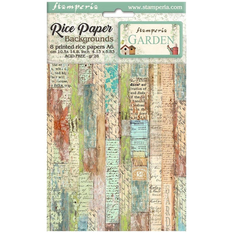 Stamperia Assorted Rice Pape Backgrounds A6 8/Sheets Garden