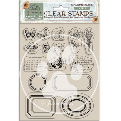 Stamperia Clear Stamps Create Happiness Secret Diary Labels