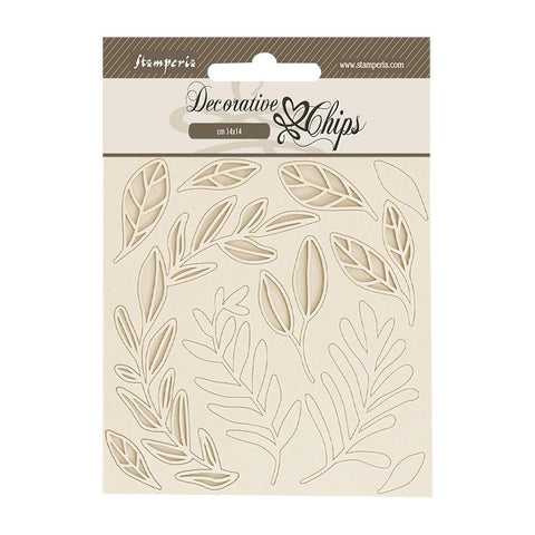 Stamperia Decorative Chips 5.5"X5.5" Happiness Secret Diary Leaves Pattern