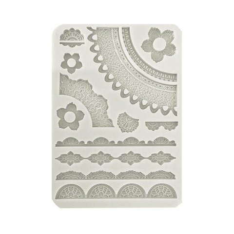 Stamperia Silicone Mold A5 Happiness Secret Diary Lace Borders