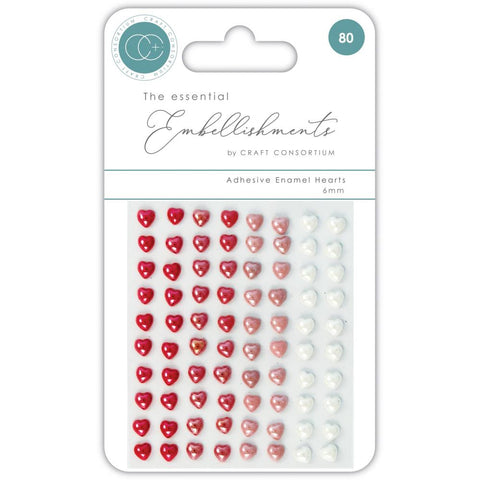 Craft Consortium  Adhesive Enamel Hearts 80/Pkg