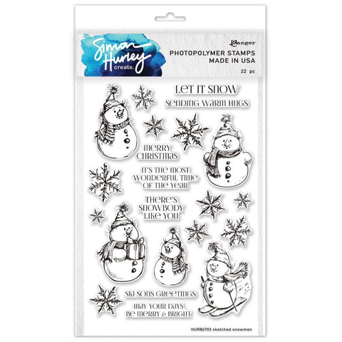 Simon Hurley - Simon Hurley create. Clear Stamps 6"X9" Sketched Snowman