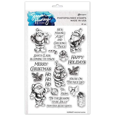 Simon Hurley - Simon Hurley create. Clear Stamps 6"X9" Sketched Santas