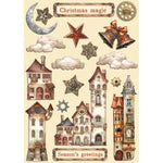 Stamperia Colored Wooden Shapes A5 Gear Up For Christmas Cozy Houses