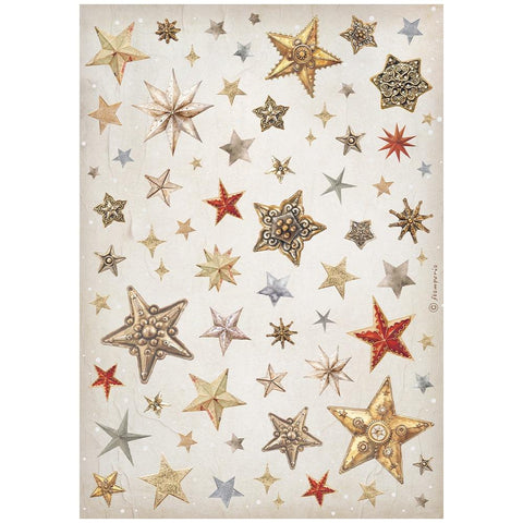 Stamperia Rice Paper Sheet A4 Gear Up For Christmas Stars