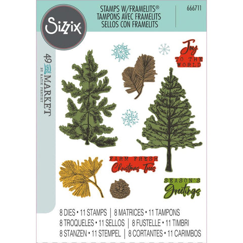 Sizzix A5 Clear Stamps With Framelits Die By 49 And Market Pine Holidays