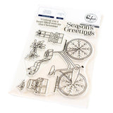 PinkFresh Studio Clear Stamp Set 4"X6" Holiday Bicycle