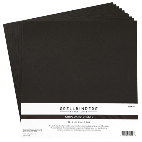 Spellbinders Chipboard Sheets 12"X12" Black