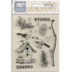 Stamperia Clear Stamps  Create Happiness Dewdrops Nest Bird
