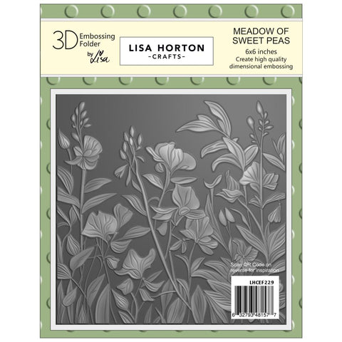 Lisa Horton Crafts Embossing Folder 6"X6" Meadow Of Sweet Peas