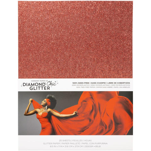 Harmony  Diamond Chic Glitter Cardstock 8.5"X11" 20/Pkg Scarlet