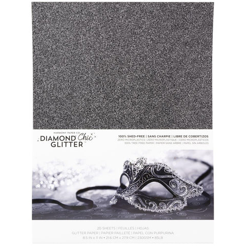 Harmony Hues  -Diamond Chic Glitter Cardstock 8.5"X11" 20/Pkg Midnight Masquerade