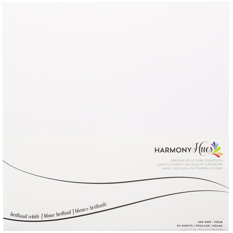 Harmony Hues 110# Cardstock 12"x12" 50/Pkg Brilliant White