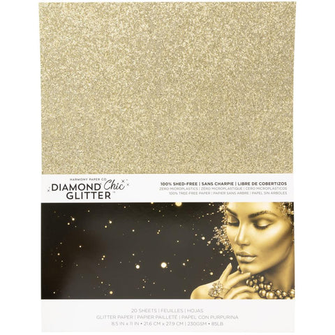 Harmony Hues  - Diamond Chic Glitter Cardstock 8.5"X11" 20/Pkg Gold Dust