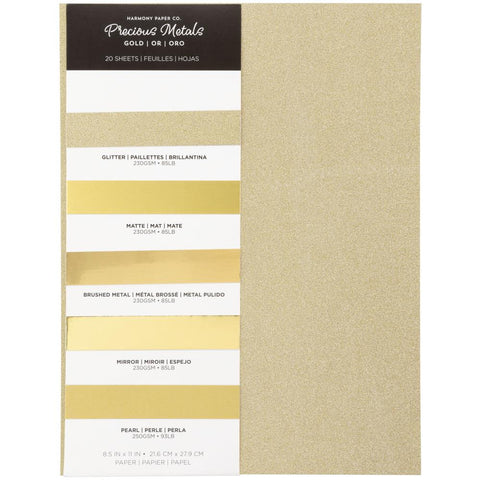 Harmony Hues  - Precious Metals Cardstock 8.5"X11" 20/Pkg Gold