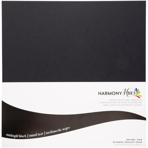 Harmony Hues 110# Cardstock 12"X12" 50/Pkg Midnight Black