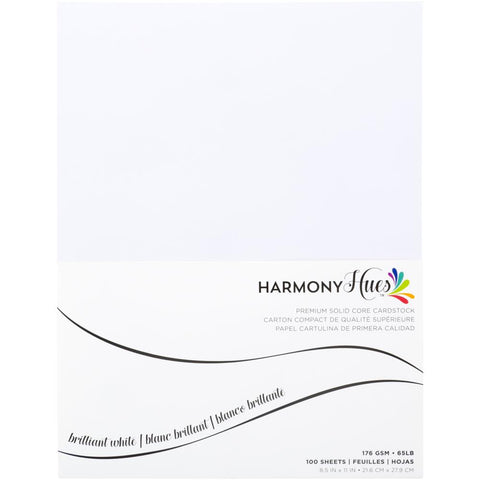 Harmony Hues  65# Cardstock 8.5"X11" 100/Pkg Brilliant White