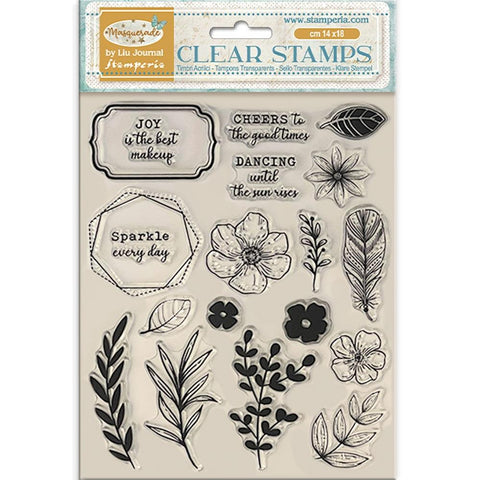 Stamperia Clear Stamps Masquerade Flowers & Labels