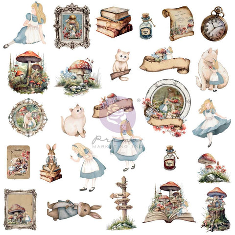 Prima Marketing  Ephemera Return To Wonderland 54/Pkg Wonderland Keepsakes