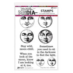 Dina Wakley Media Cling Stamps 6"X9" Vintage Moon Faces