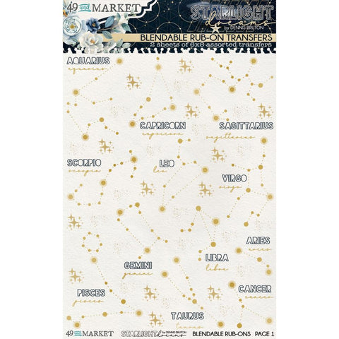 49 And Market Rub-Ons Transfer Set 6"X8" Starlight Dreams Constellation