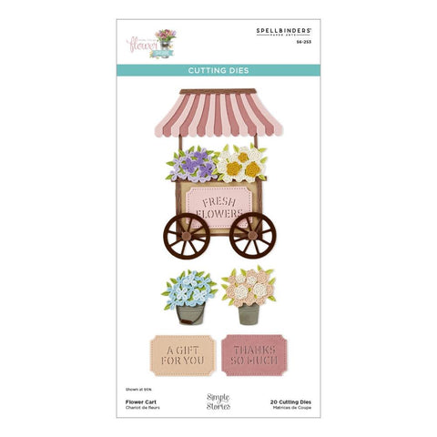 Spellbinders Etched Dies Vintage Flower Shoppe Flower Cart