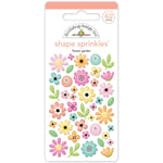 Doodlebug -Sprinkles Adhesive Glossy Enamel Shapes Flower Garden, 42/Pkg