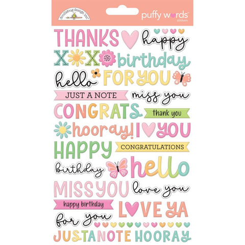 Doodlebug - Puffy Words Stickers Butterfly Kisses