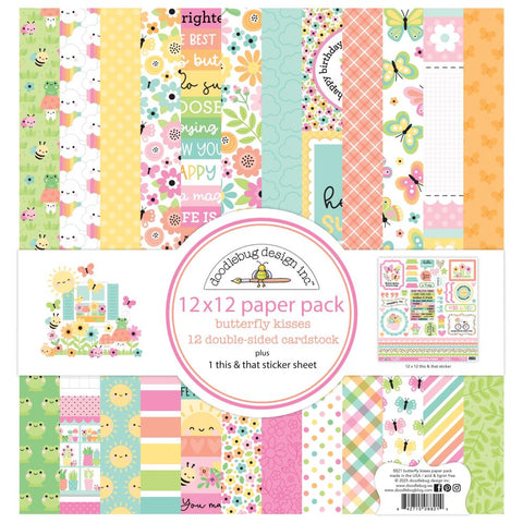 Doodlebug Double-Sided Paper  Pack 12"X12" 12/Pkg  Butterfly Kisses
