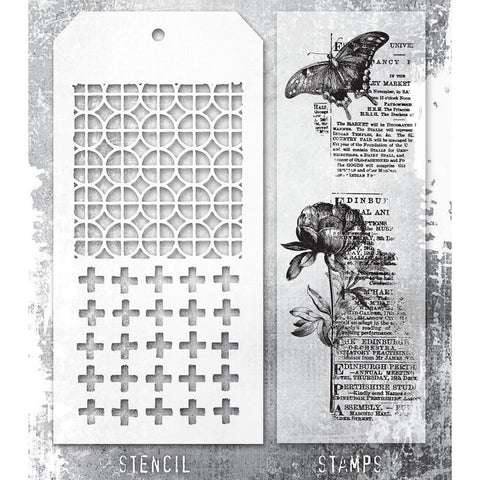 Tim Holtz Mixed-Media Stamps & Stencil Set #60