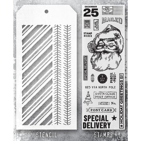 Tim Holtz Mixed-Media Stamps & Stencil Set #54