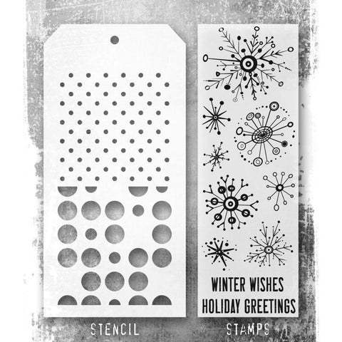 Tim Holtz Mixed-Media Stamps & Stencil Retro Flakes