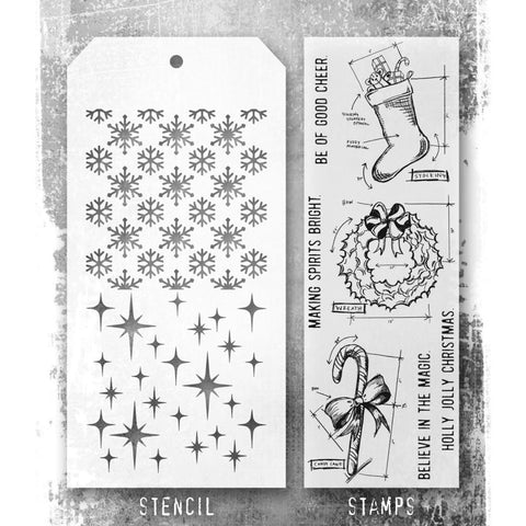 Tim Holtz Mixed-Media Stamps & Stencil Blueprint Christmas #1