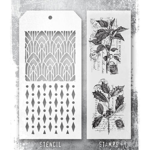 Tim Holtz Mixed-Media Stamps & Stencil Festive Collage